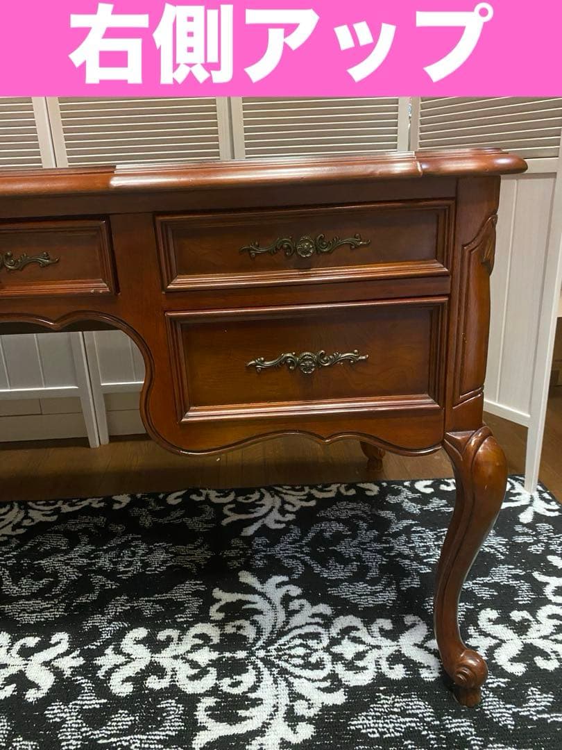 最高級♦️猫脚 彫刻 象嵌♦️希少 アンティーク プレジデント 両袖 デスク♦️重厚