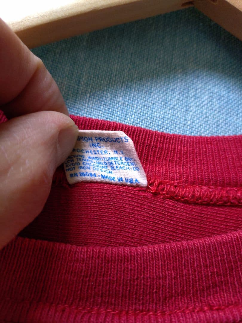 70s チャンピオン バータグ 綿100 フットボール Tシャツ M 赤