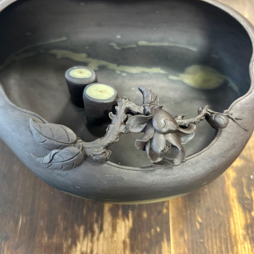 書道 硯 梅花坑水盂椿型　美術品　芸術品　骨董品　工芸品　最高級　逸品　中国美術