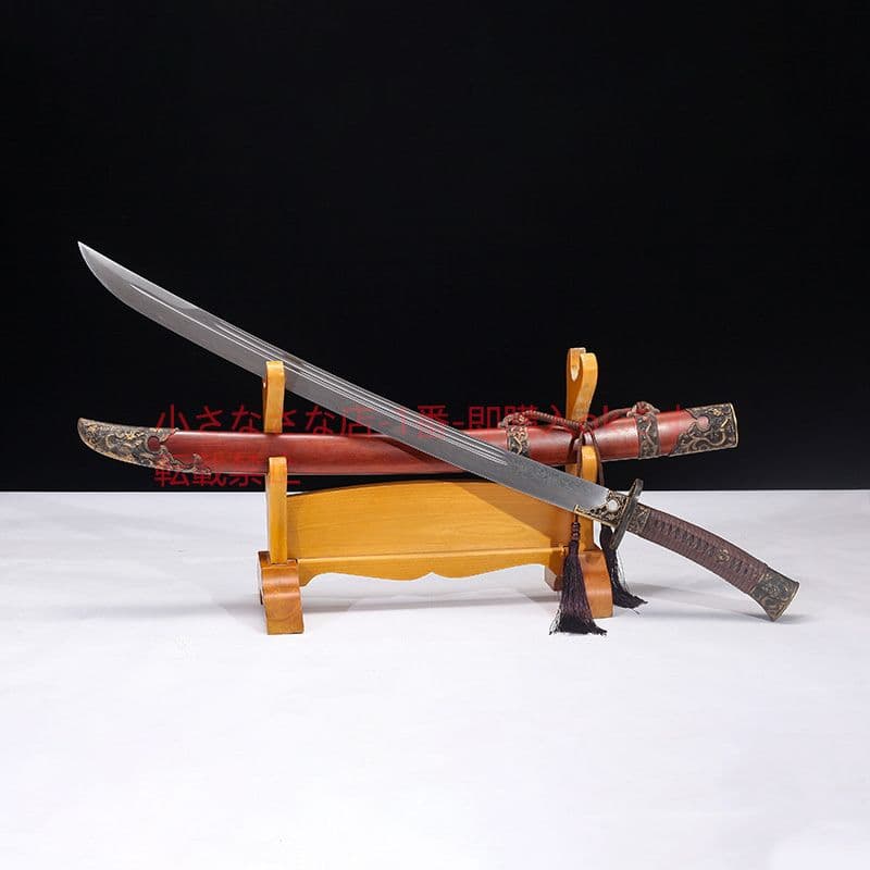 九龍刀酸枝木純銅装模様鋼  古兵器 武具 刀装具 日本刀 模造刀 居合刀