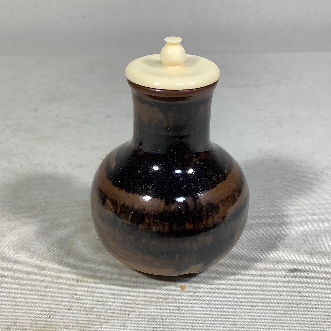 大名物　利休鶴首写茶入　松本鐡山　茶道具　送料無料