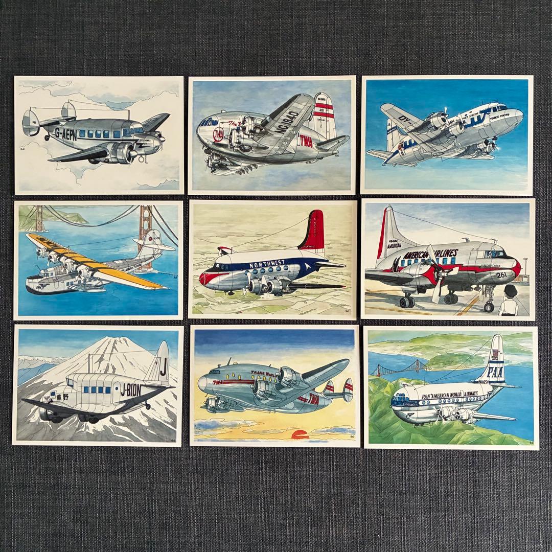 下田信夫　ポストカード　飛行機　航空機　45枚セット　＋2枚