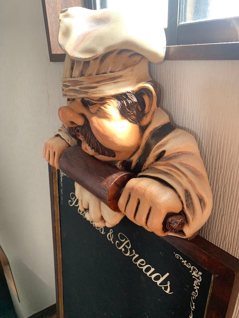 木彫り　メニューボード　黒板　アンティーク　シェフ　おじさん　激レア！　入手困難