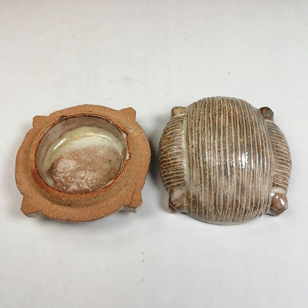 Ｗ９６　香合　『萩　糸巻　香合』『十二代　田原陶兵衛 造』　共箱　茶道具