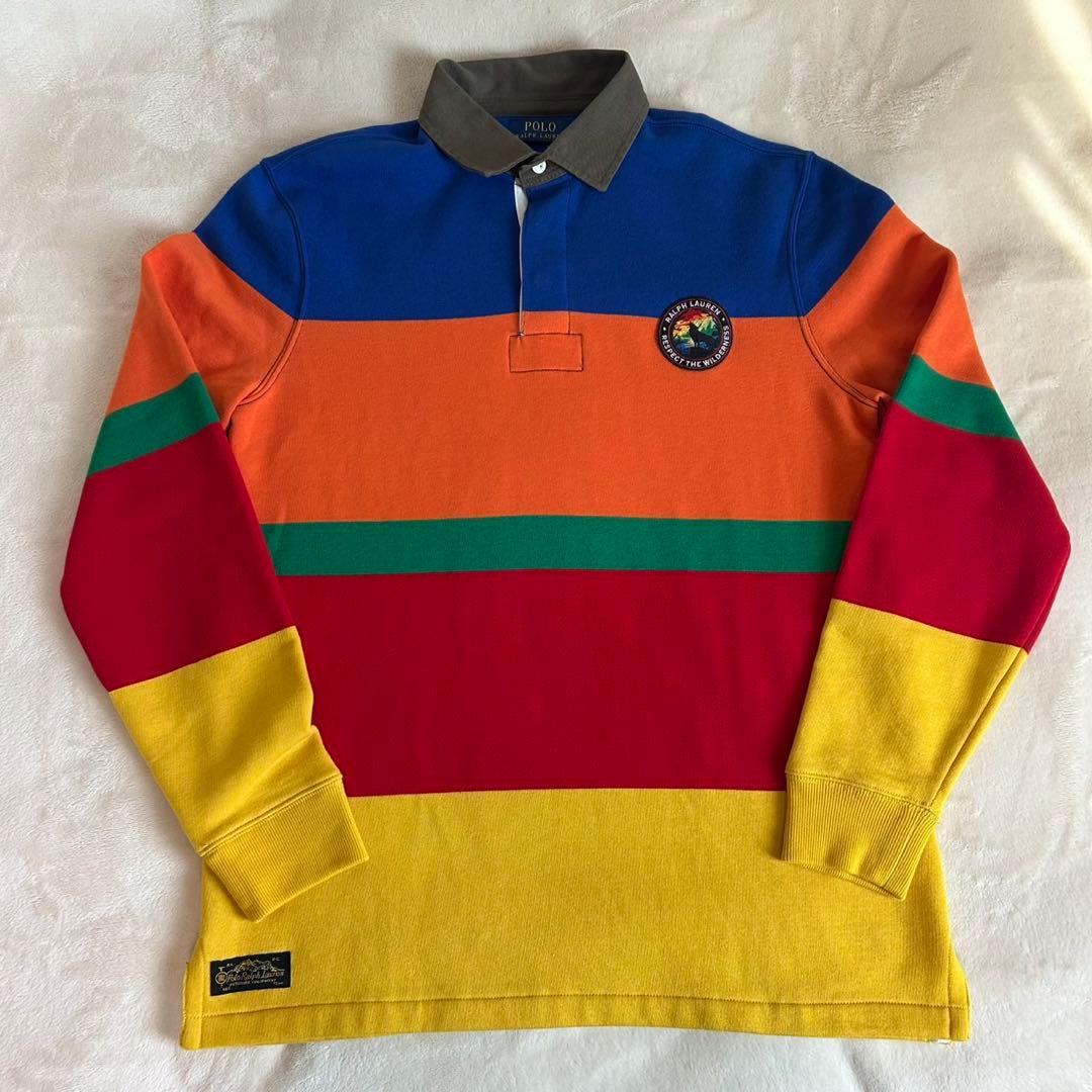 【新品タグ付き】ラルフローレン ストライプ フリース ラグビー シャツ