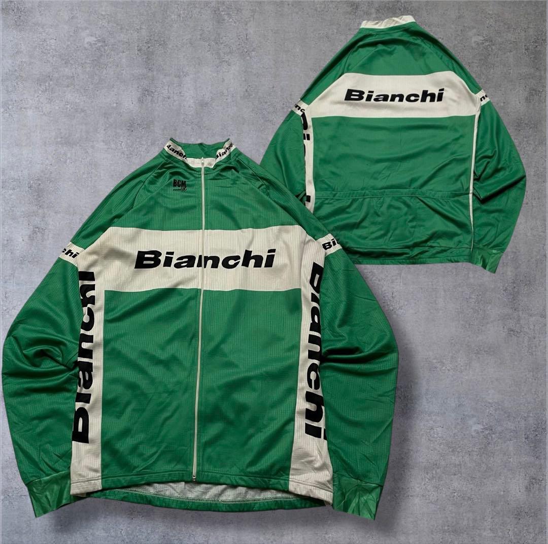 Bianchi ビアンキ サイクルジャケット フルジップ グリーン L