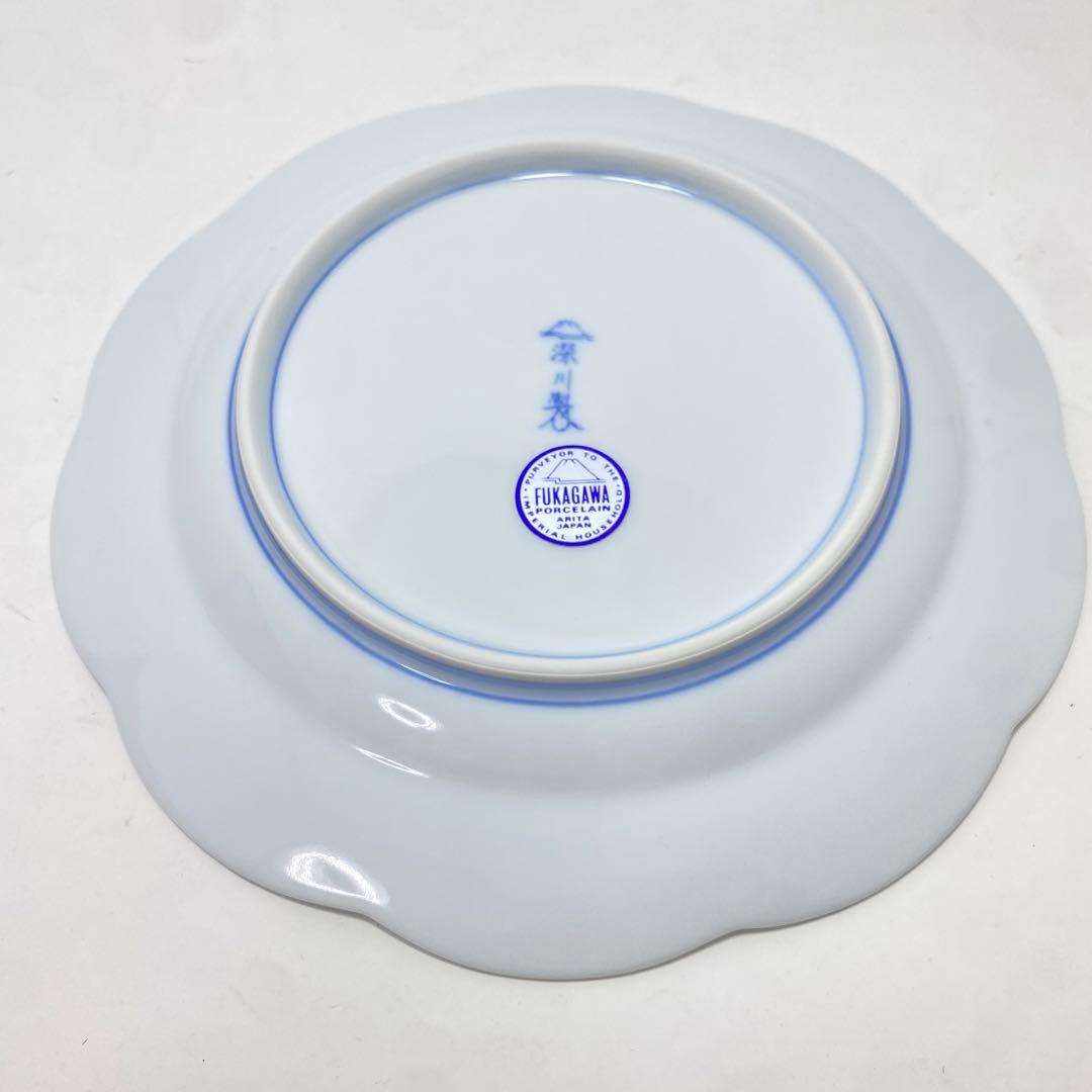 深川製 染付 木蓮 ケーキ皿 直径 約20cm 宮内庁御用達