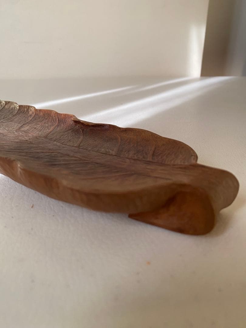 煎茶盆　木彫　在銘　葉盆　煎茶道具　茶道具