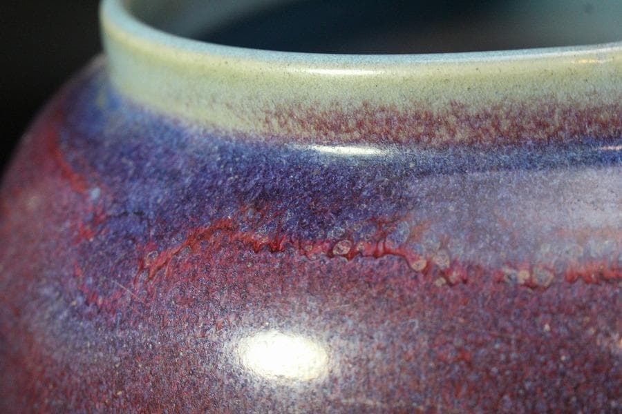 中国美術 鈞窯 斑紫釉 壷 φ23.5cm(K-LC211)