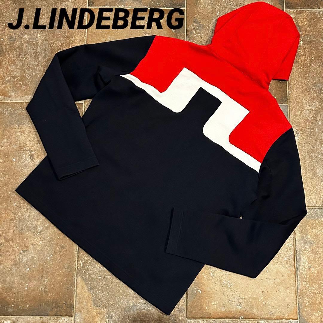 J.LINDEBERG MENS Jeff Hood 長袖　パーカー　レッド系