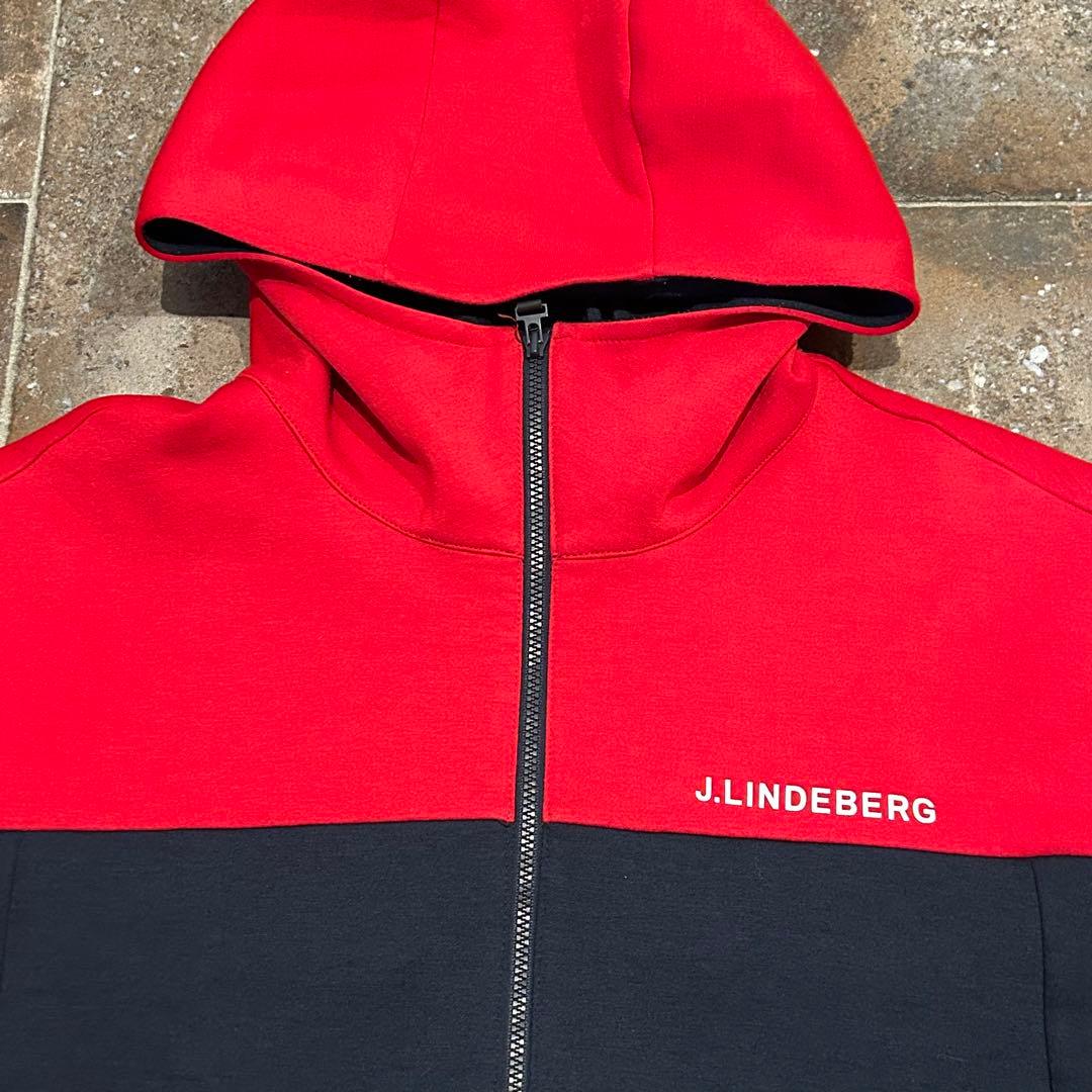 J.LINDEBERG MENS Jeff Hood 長袖　パーカー　レッド系
