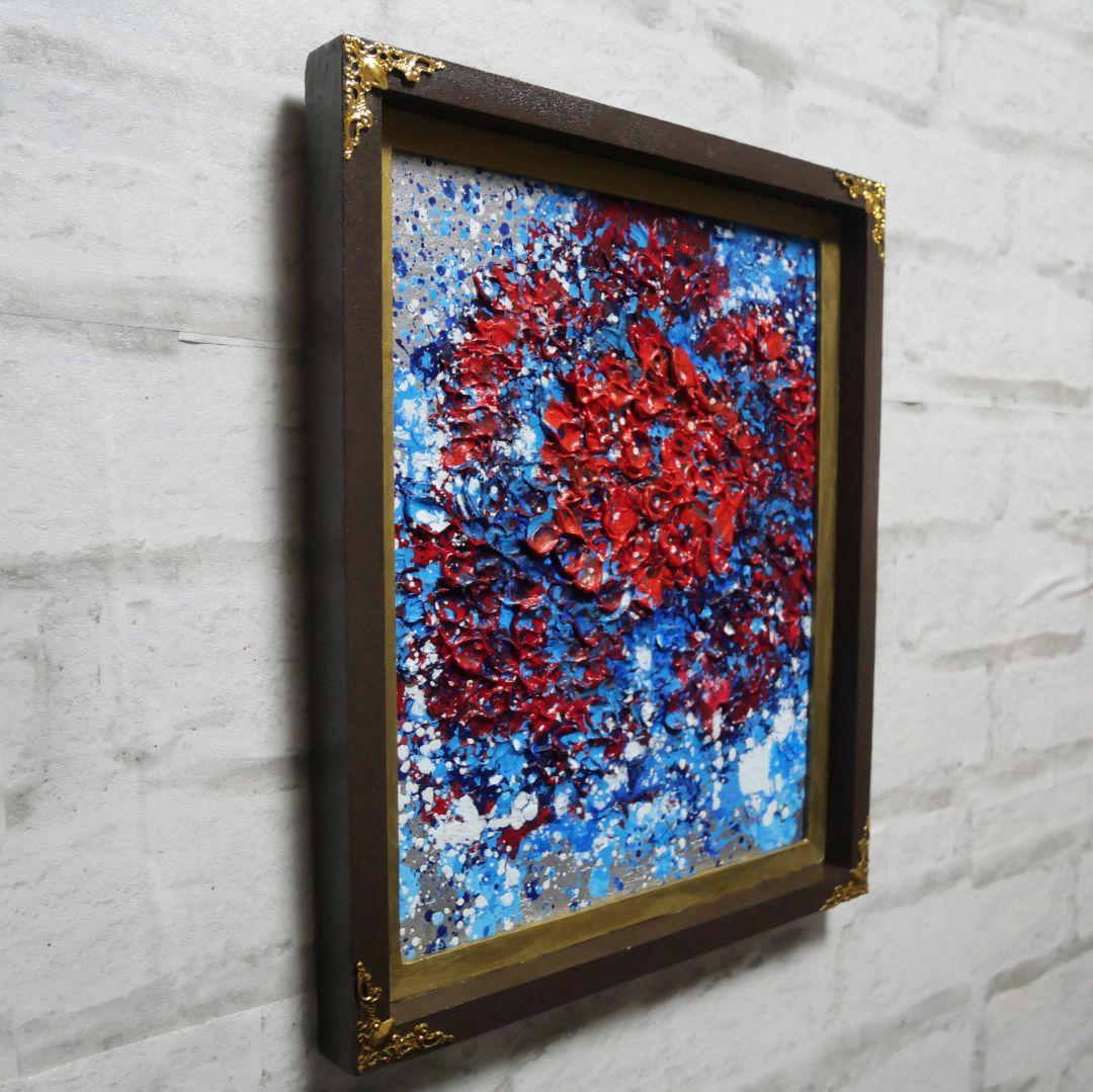 油絵 油彩 油彩画 絵 絵画【梅雨の赤い紫陽花の雨】