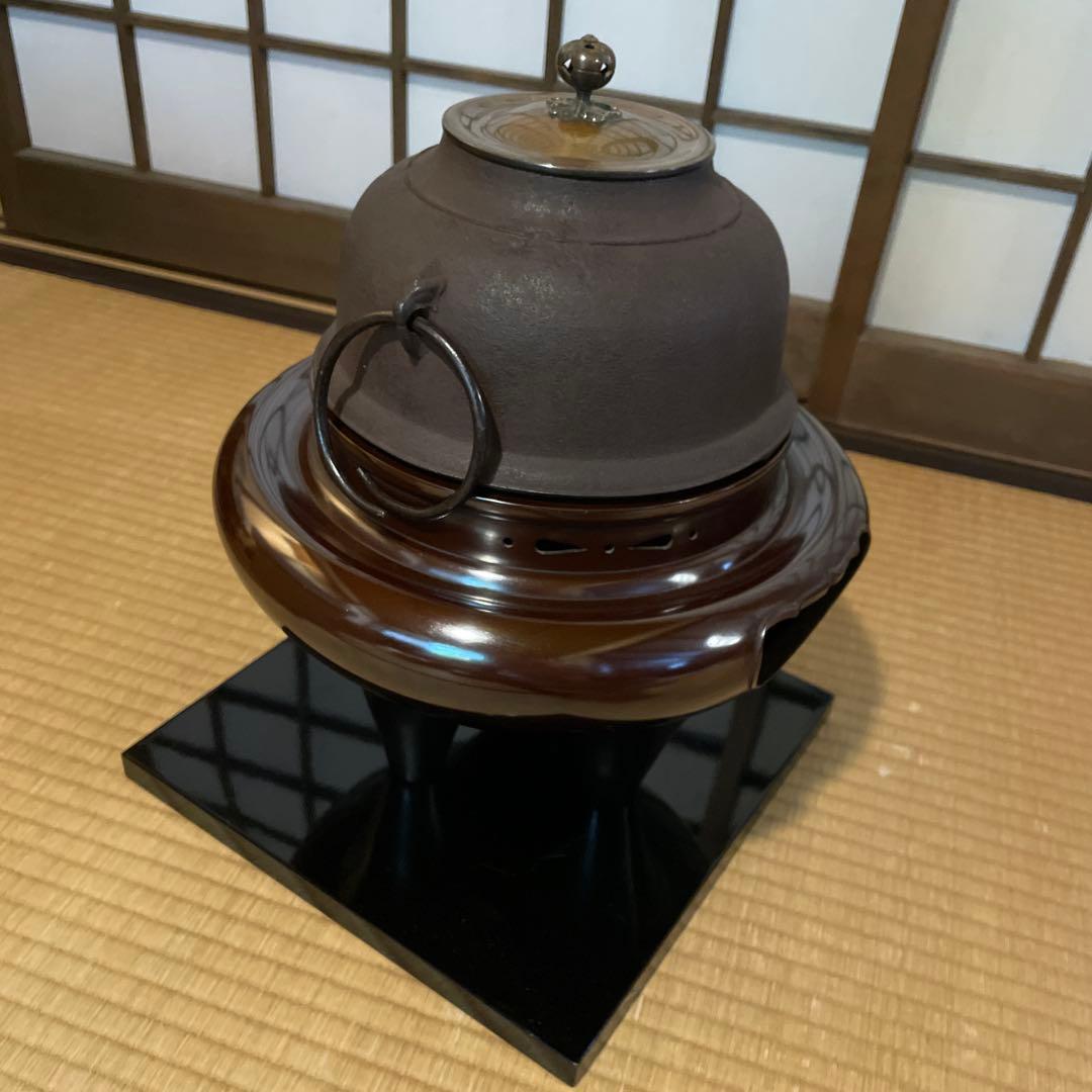 茶道具 唐銅『朝鮮風炉』釜師【畠 春斎】鋳師【金森 紹栄】　風炉釜　切合釜