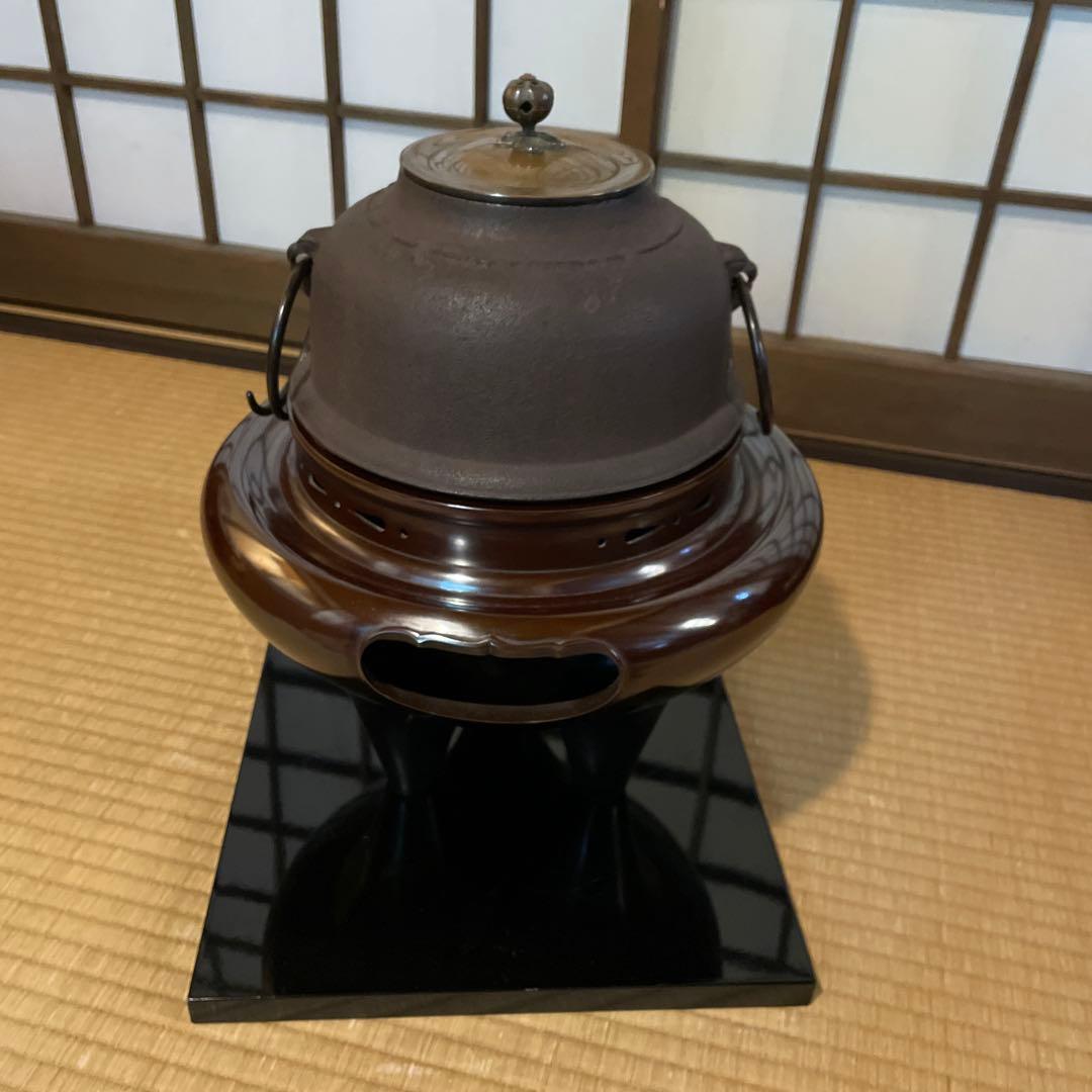 茶道具 唐銅『朝鮮風炉』釜師【畠 春斎】鋳師【金森 紹栄】　風炉釜　切合釜