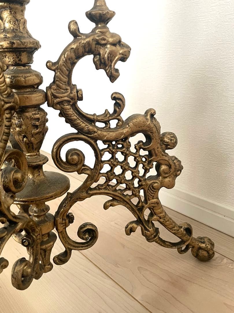 ロココ様式 アンティーク サイドテーブル 花台/ランプ台/飾台 イタリア 丸台