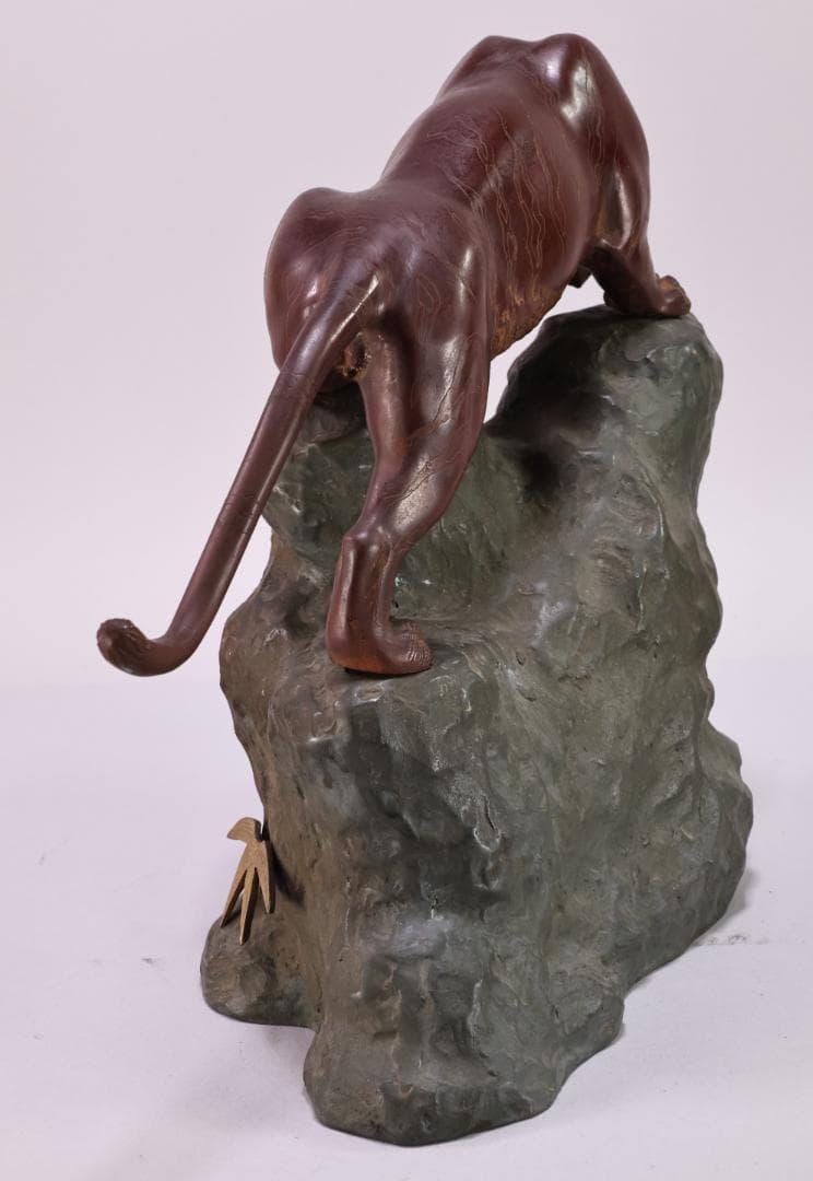 RITAO CHAN専用、時代銅製　春宗銘　鋳銅 「 竹虎 」 玉眼　BK72