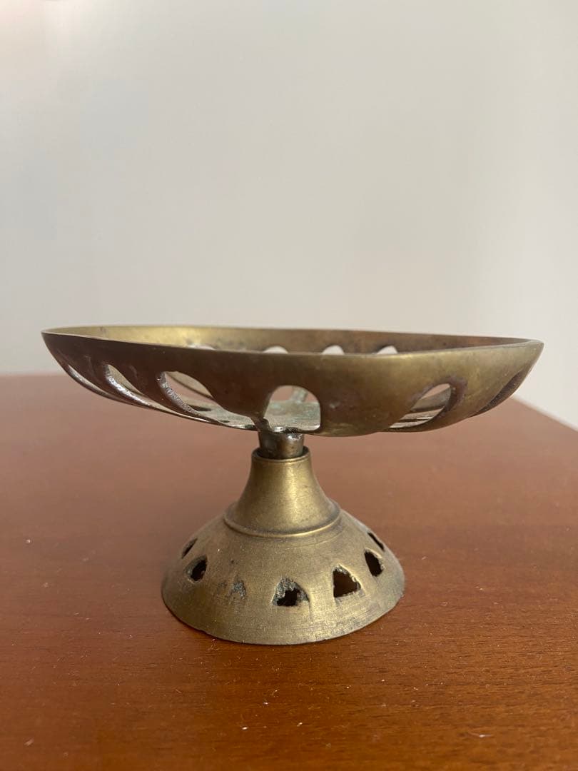 仏1920s 真鍮透かし台座皿 初期デコ