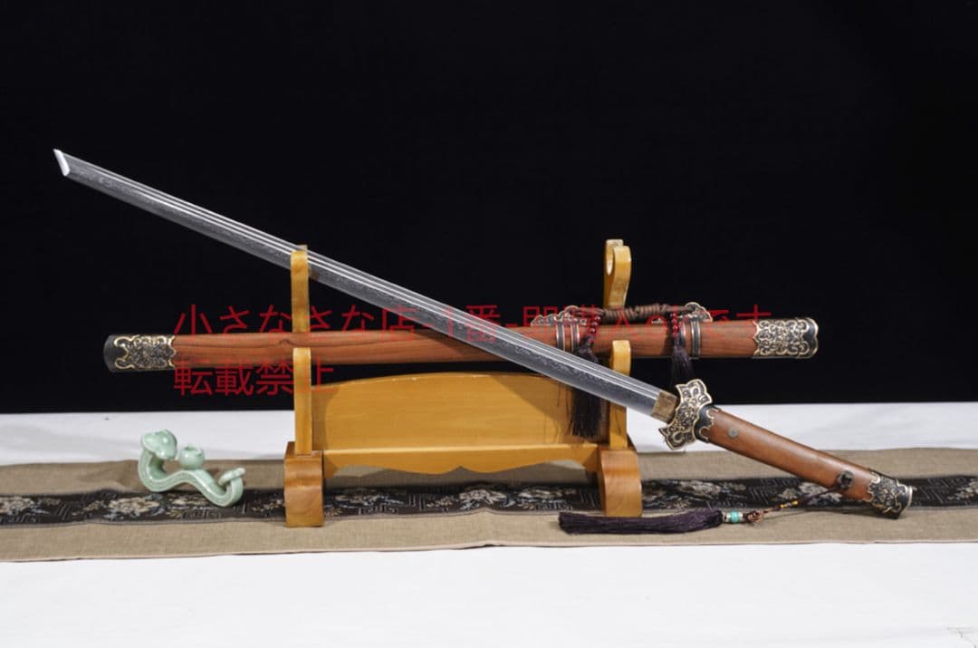 豪華牡丹唐横刀模様鋼二溝酸枝木 古兵器 武具 刀装具 日本刀 模造刀 居合刀