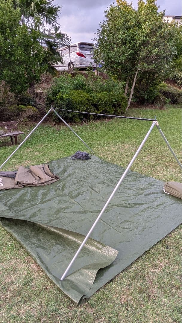 バンドックソロベースEXカーキ　フロントウォール(前幕)　二又2セット接続ポール