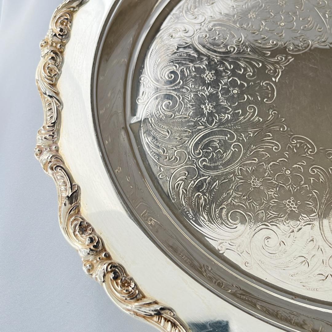 【POOLE】サルヴァ / ドリンクトレー【シルバープレート】30cm フット付