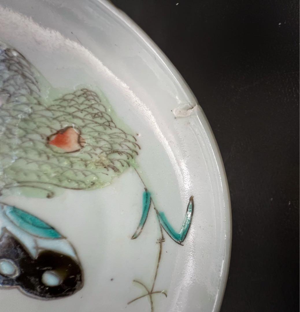 中国美術 古玩 粉彩蝶々蜻蛉紋樣皿