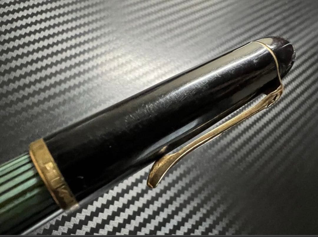 美品 ペリカン 140 万年筆 緑縞 F