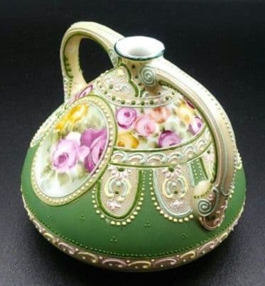 希少 オールドノリタケ メイプルリーフ エナメル盛り上げ 花瓶