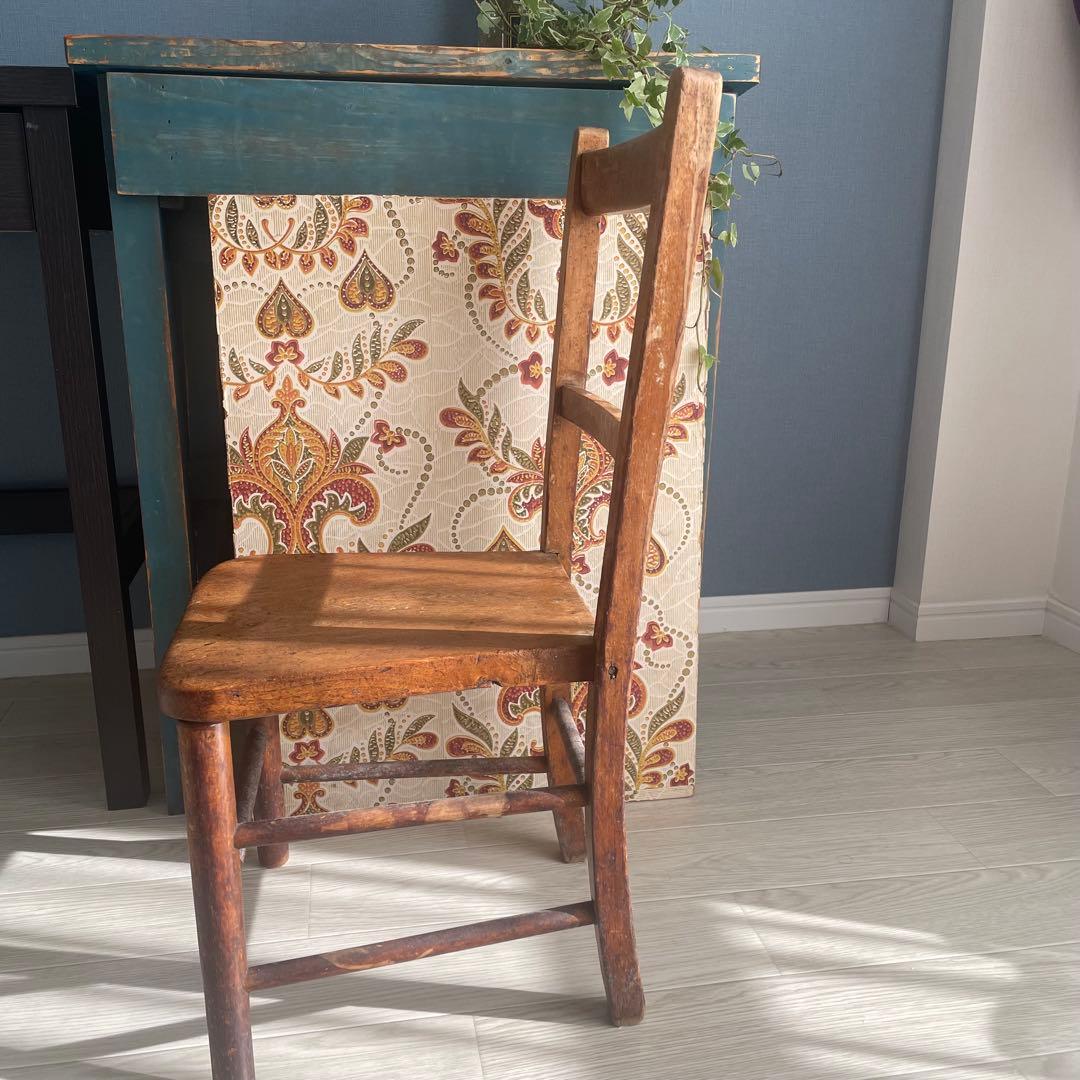 アンティーク/イギリス製/子供用/椅子/木製