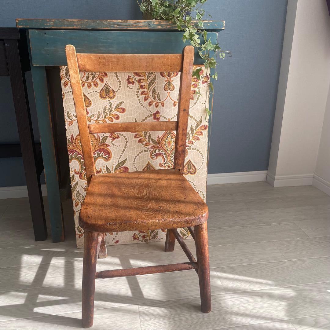 アンティーク/イギリス製/子供用/椅子/木製