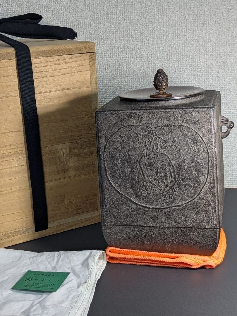 【お値下げ】三代川邊庄造 若作 憲一 奈良釜 牛童子四方釜 十牛図