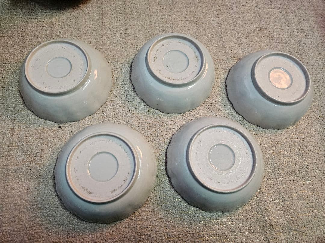 古伊万里 上手 江戸後期 藍柿右衛門様式 輪花なます皿 5客セット