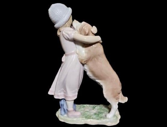 極美 LLADRO リヤドロ 待ってたよ！ 犬と少女 西洋陶磁 陶芸 2002年