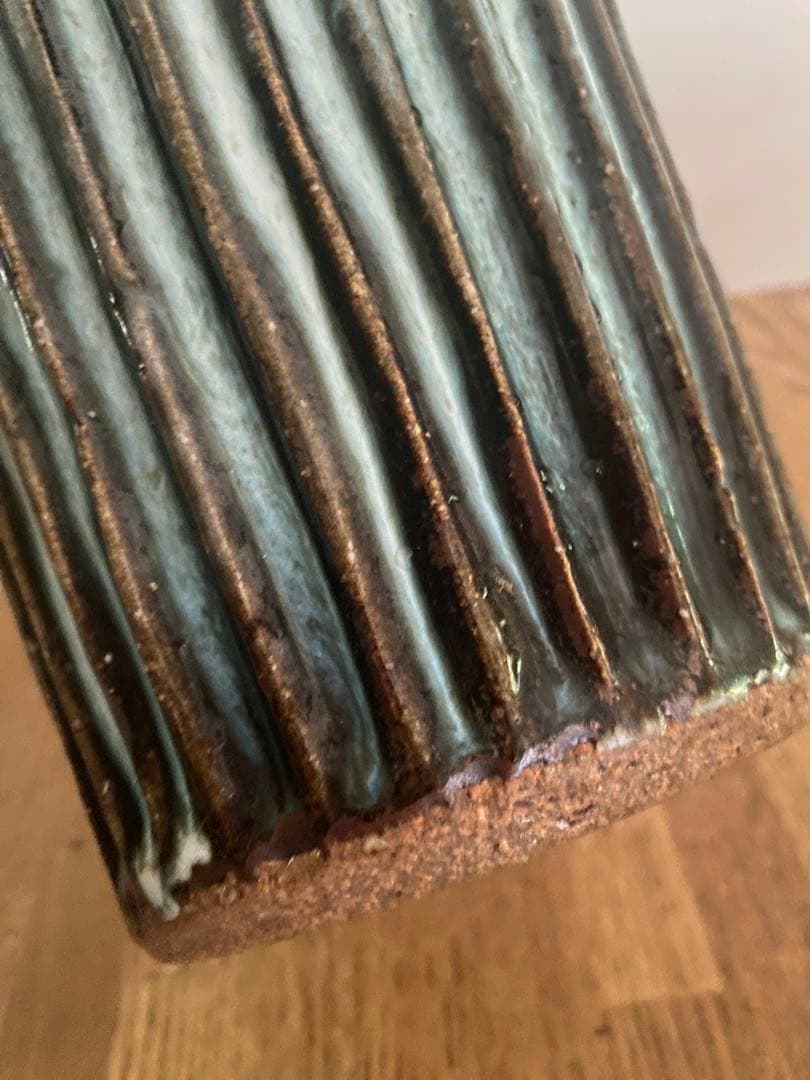 陶器　花器　島根県松江　袖師窯 尾野友彦　しのぎ