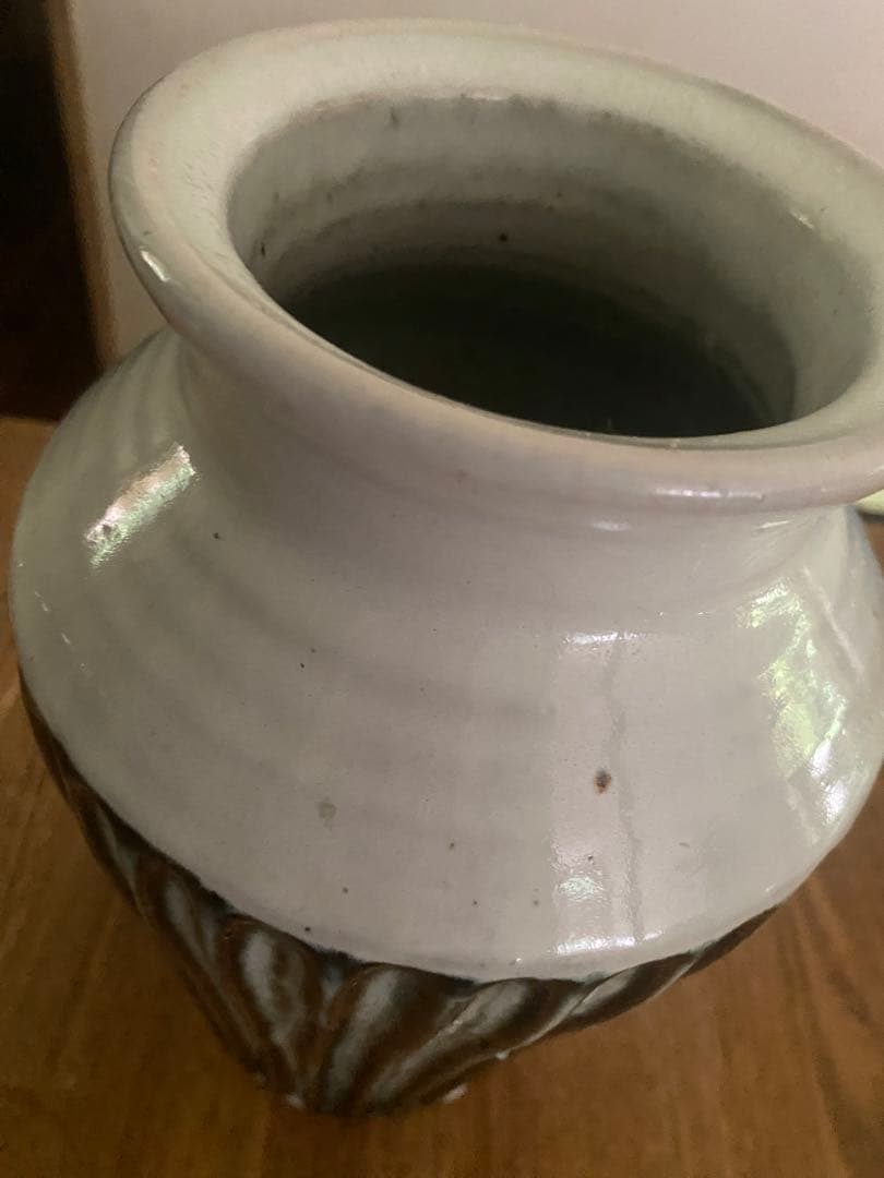 陶器　花器　島根県松江　袖師窯 尾野友彦　しのぎ