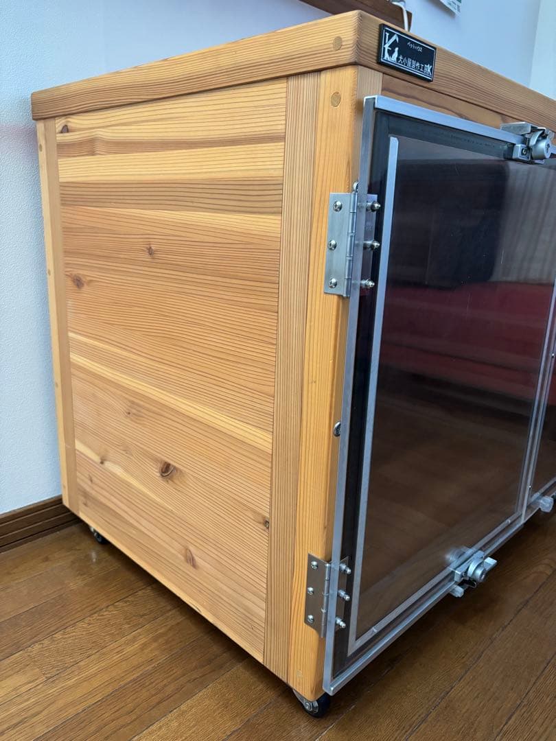 犬小屋製作工房K防音ケージ　犬用木製ケージ 透明扉付き