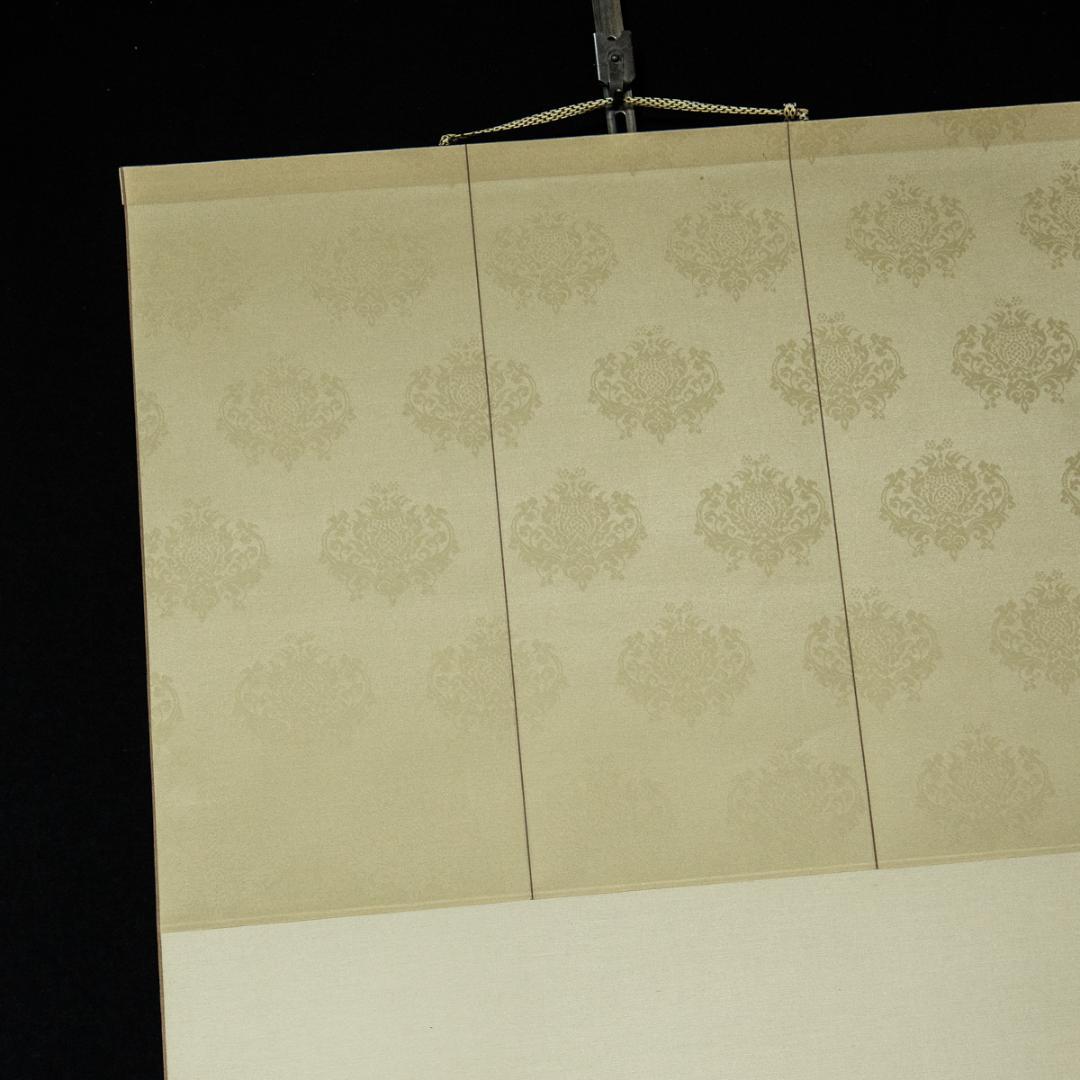 掛軸-1411　西山観修　松寿　共箱　金刺繍作品