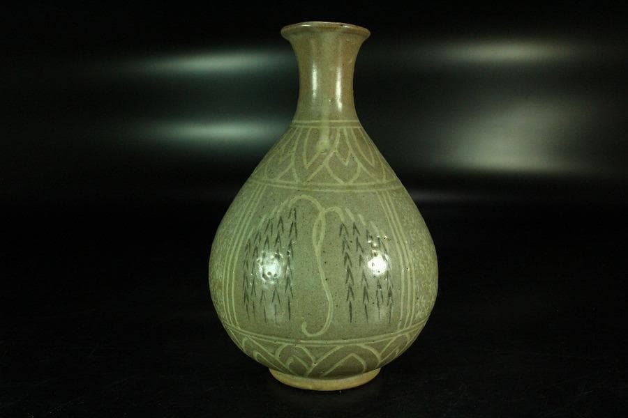 高麗美術 李朝 柳模様 徳利(K-A826)