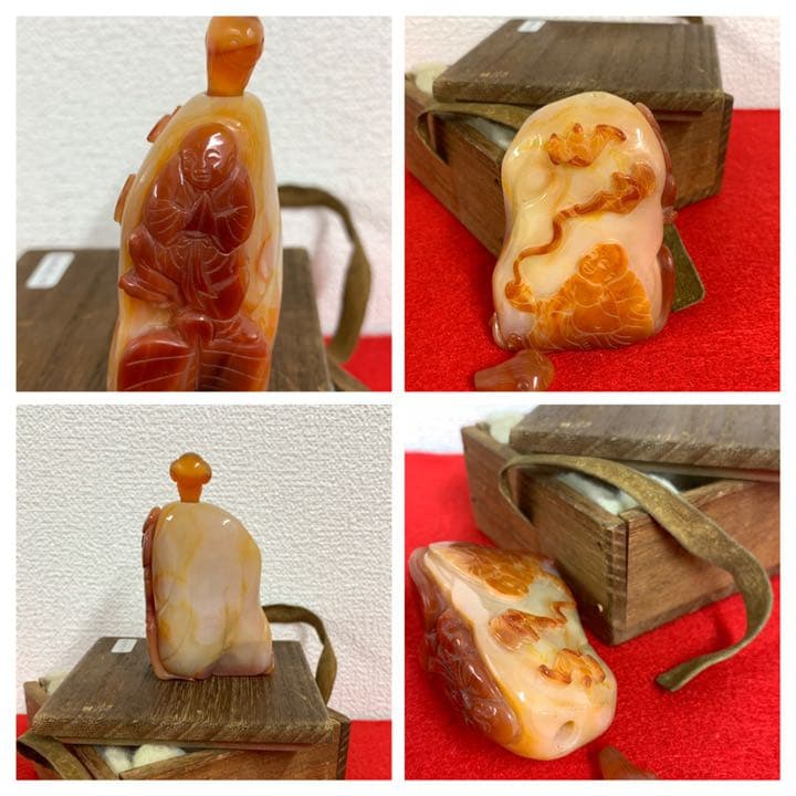 中国古美術　清時代人物彫刻瑪瑙鼻煙壺コレクションの整理品　H-2