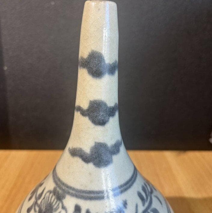 S8012　中国古美術　古保万里染付　一輪押し　花瓶　花器　中国古玩