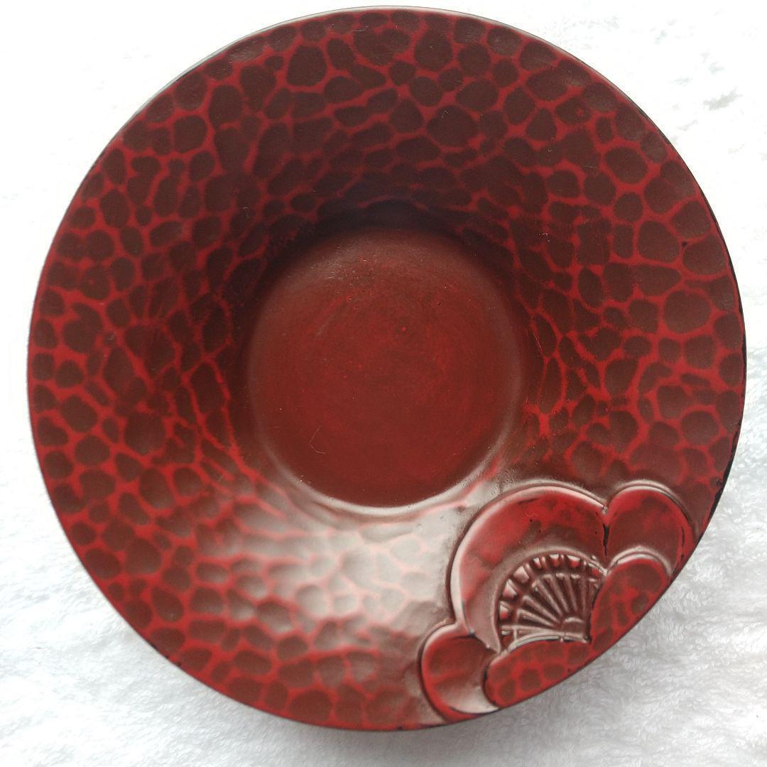 ↓値下げ↓【未使用】 ≪鎌倉彫≫ 本漆塗茶托 5枚セット ４寸 ＊裏印・共箱あり