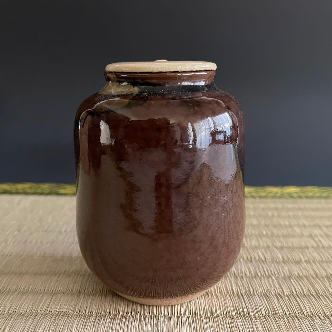 膳所焼 陽炎園 玉柏手 茶入 茶道具 骨董品 301