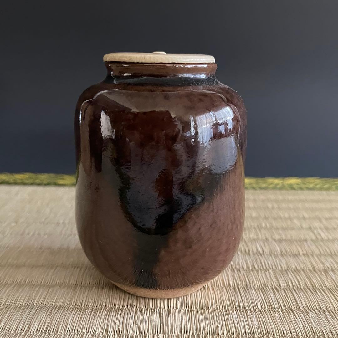 膳所焼 陽炎園 玉柏手 茶入 茶道具 骨董品 301