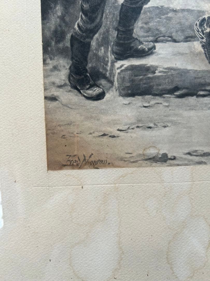 フランスアンティーク　フレデリックモーガン　リトグラフ　絵画　壁掛け　額装品