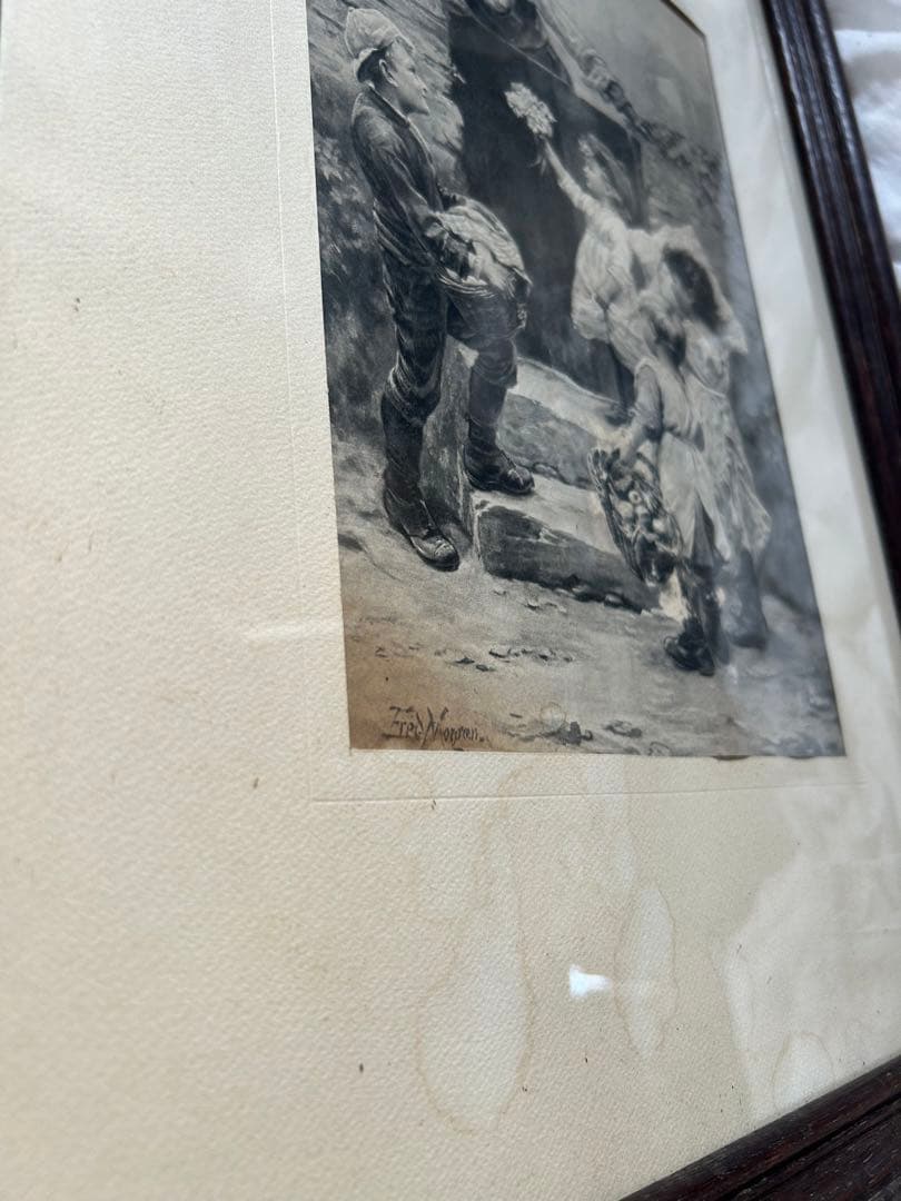 フランスアンティーク　フレデリックモーガン　リトグラフ　絵画　壁掛け　額装品