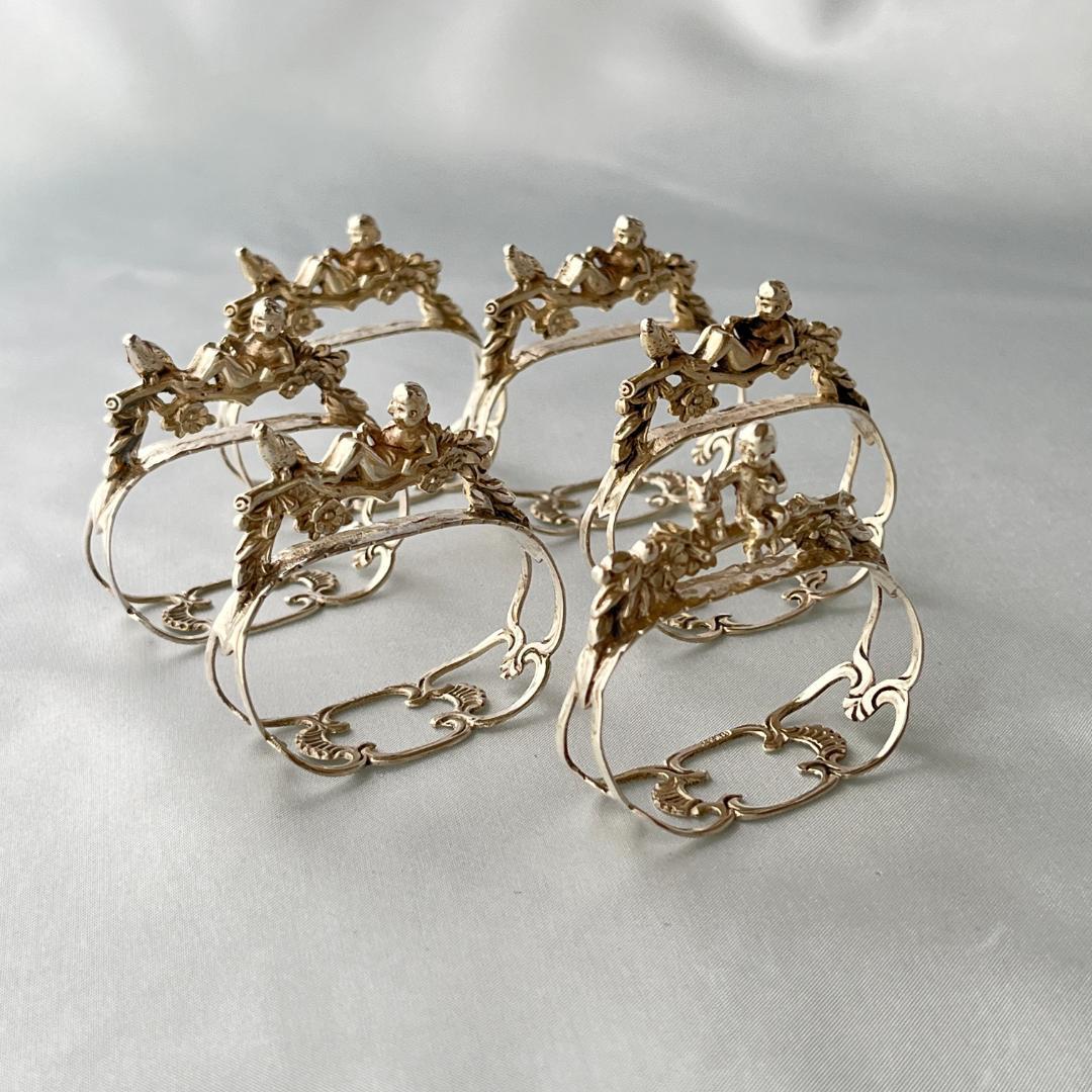 【ALBO】 天使と鳥 / 天童とリスのナプキンリング　6個【純銀】