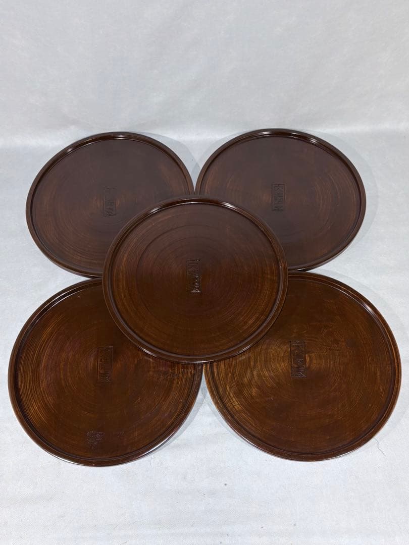 天然木　大徳寺　丸盆五枚　茶道具　懐石道具　送料込