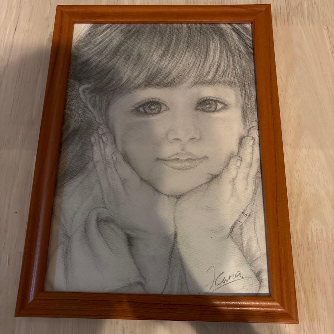 Zarena 子供の肖像画 木製フレーム付き