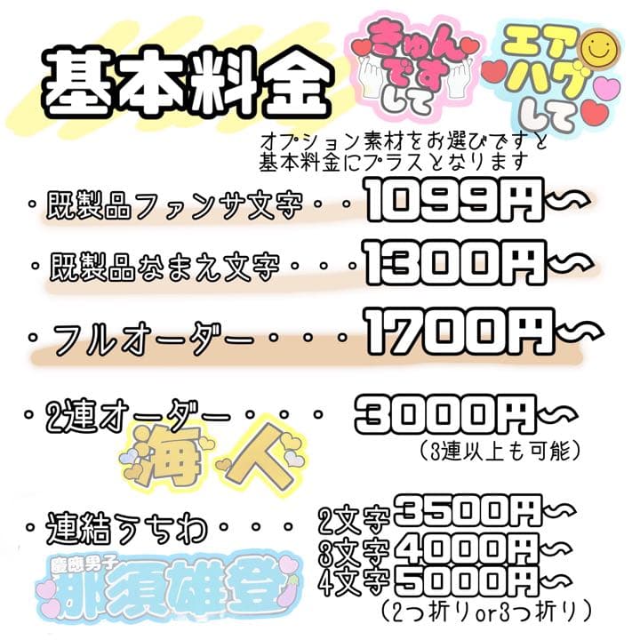 うちわ文字　オーダーページ　団扇屋さん　連結うちわ