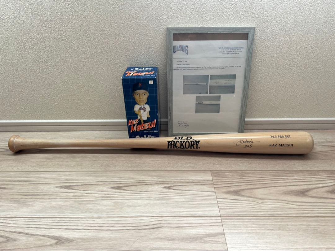 松井稼頭央 NYメッツ サイン入りバット　ボブルヘッド