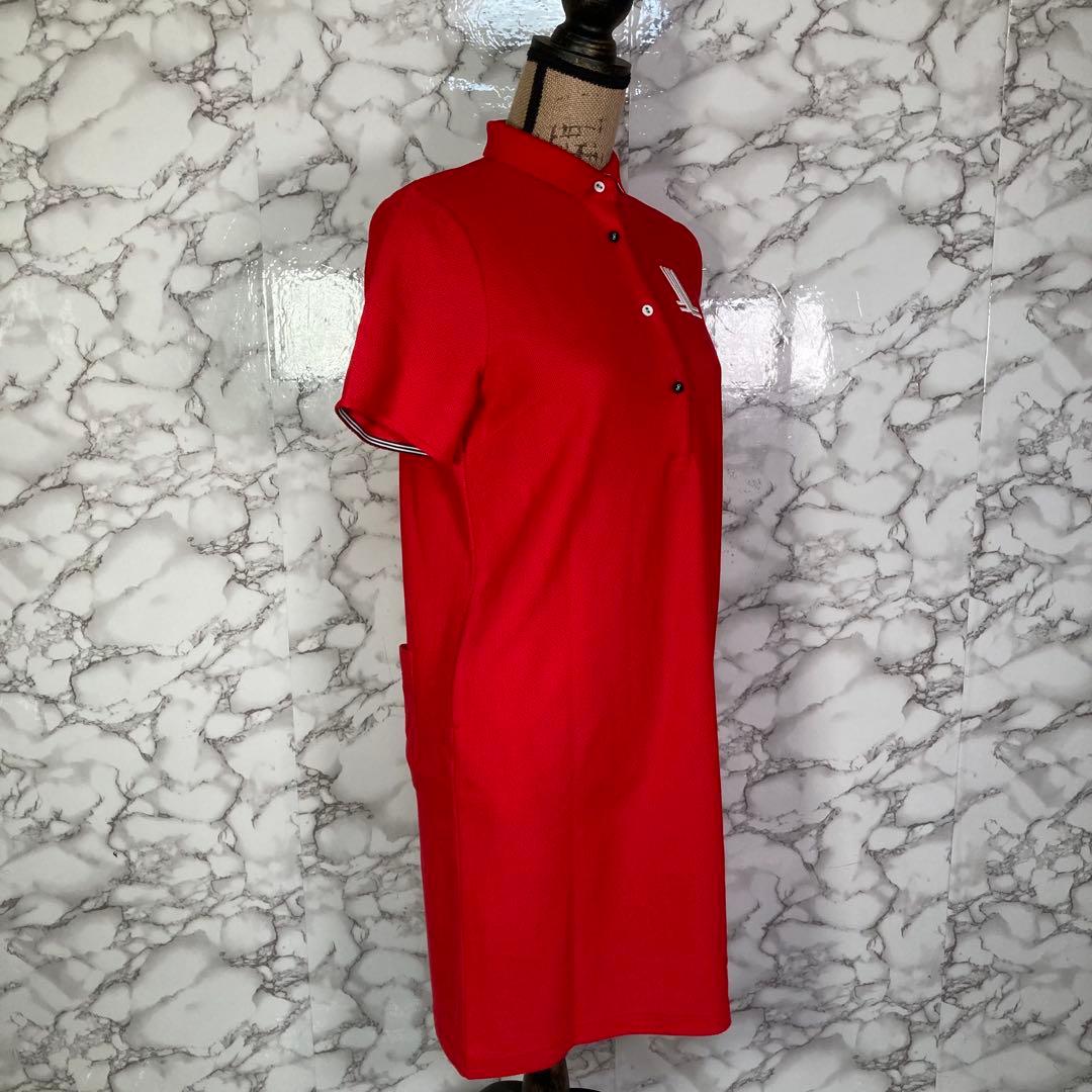 美品　LANVIN SPORT　（38）　ゴルフウェア　ポロワンピース　赤